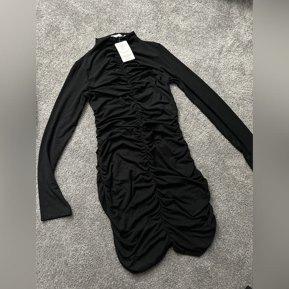 Lush long sleeve rouche stretchy dress